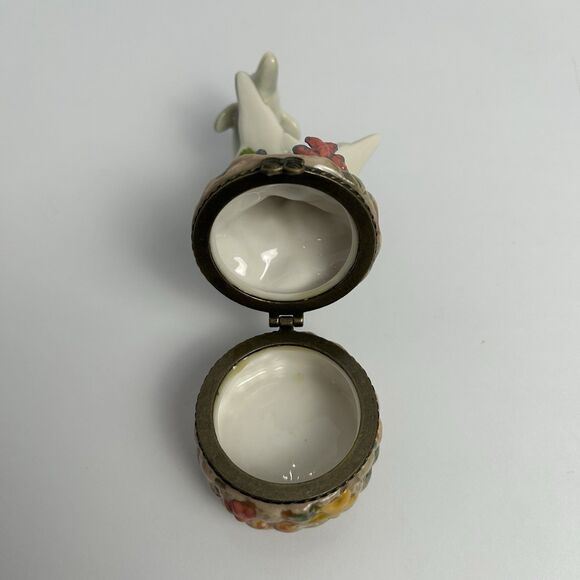 Vintage Y2K 3 Dolphins Trinket Box On Coral 4.25”x2” - Picture 3 of 4